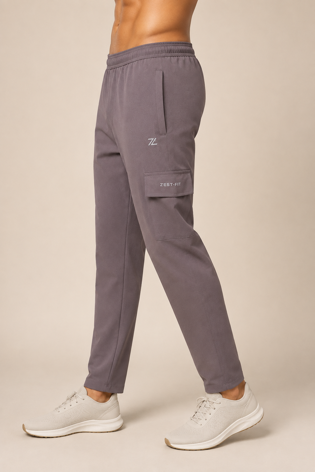 Men’s Polyester Terry Cargo Track Pants - Image 2