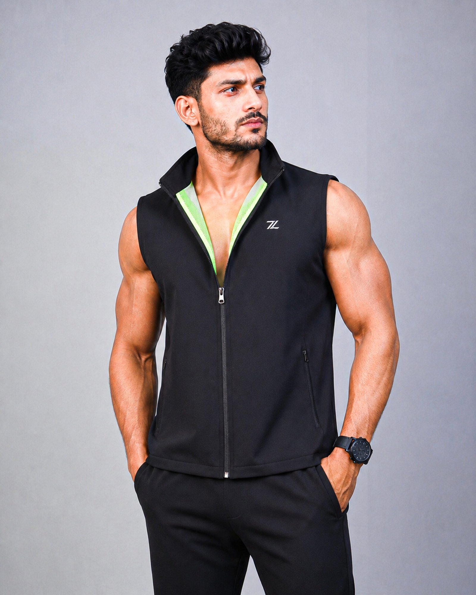 Black Men’s Sleeveless Sports Jacket