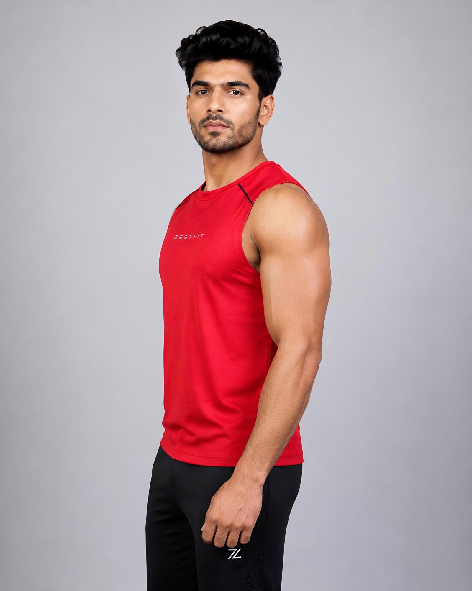 Red Men’s Sleeveless Sports T-Shirt - Image 2
