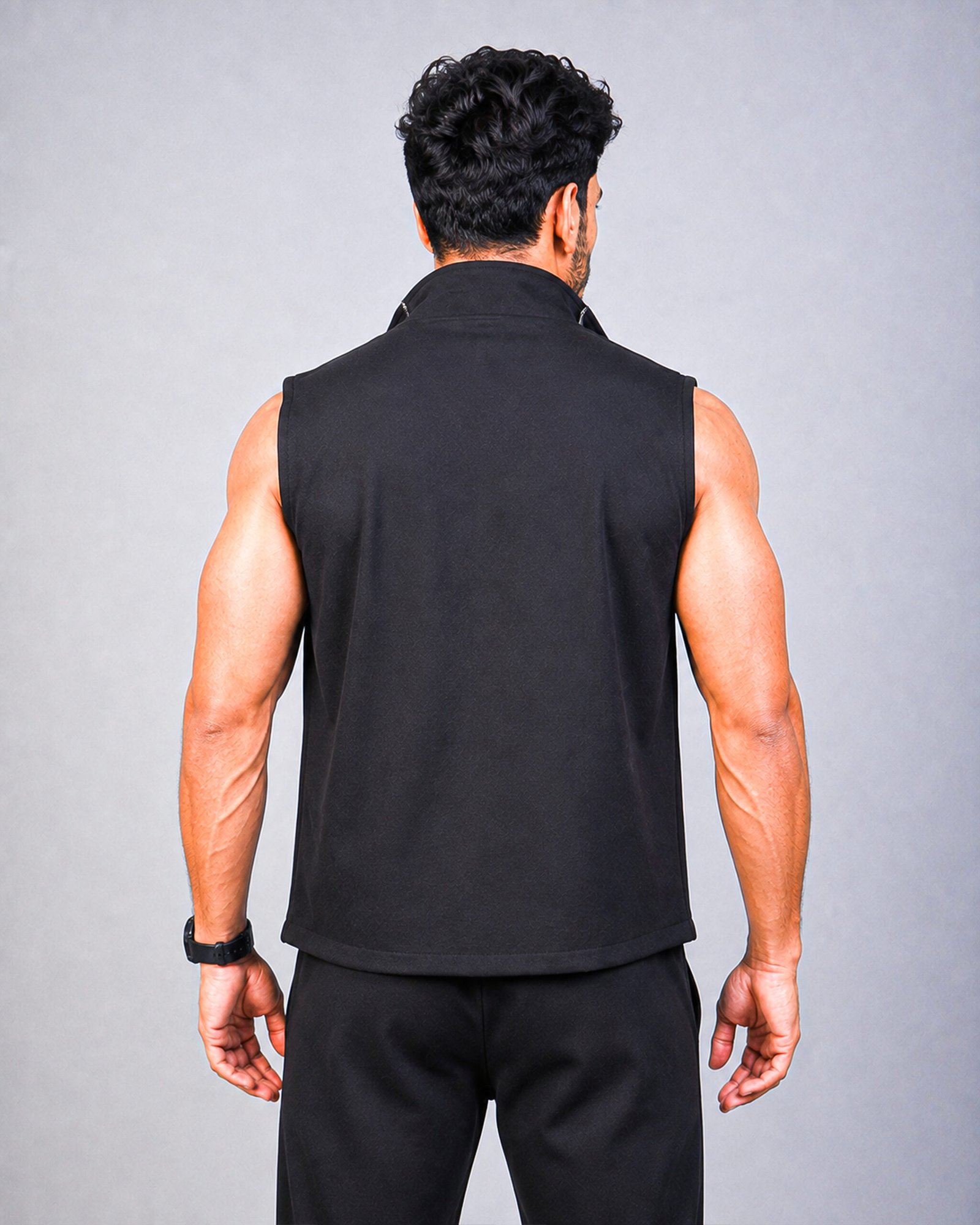Black Men’s Sleeveless Sports Jacket - Image 3