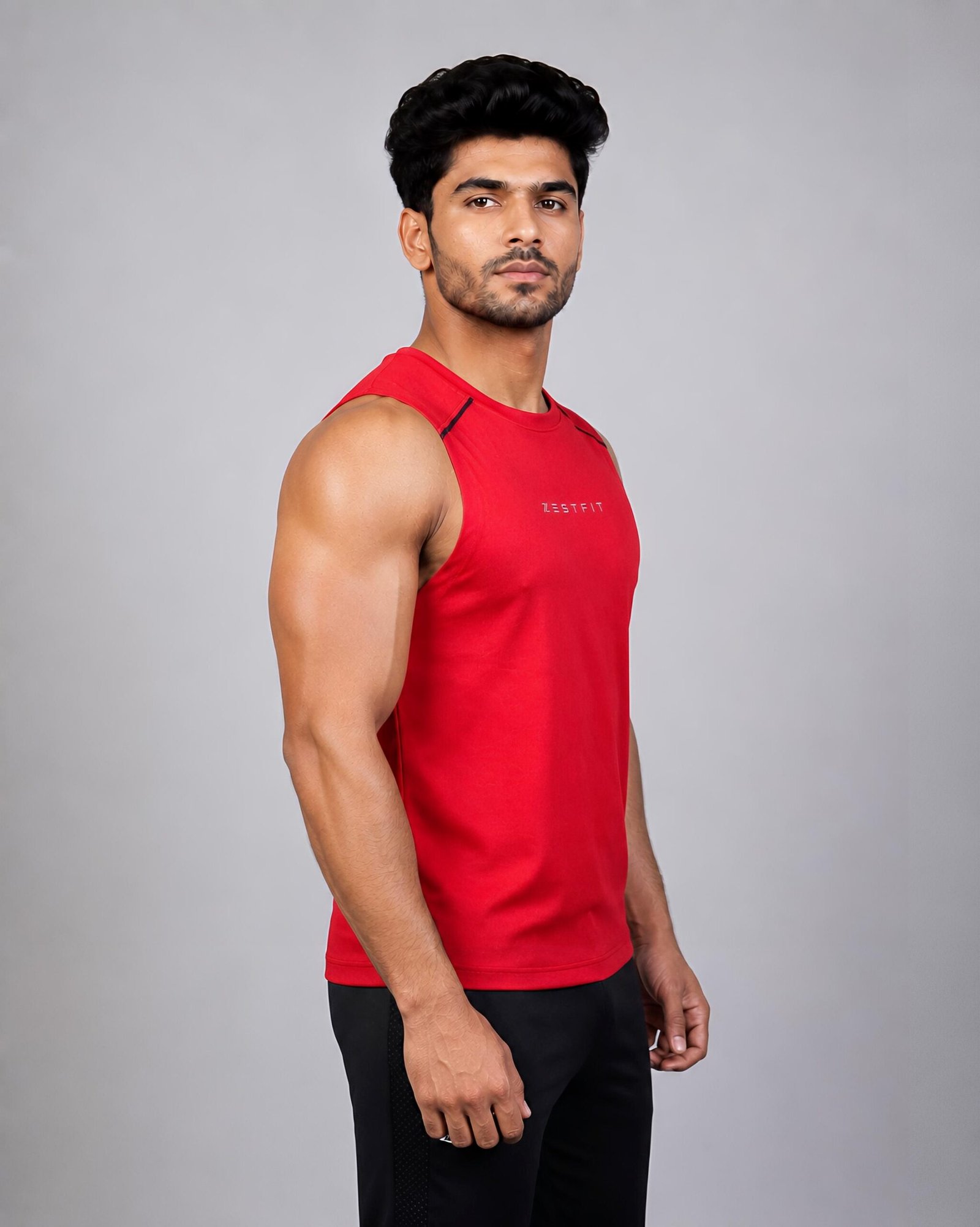 Red Men’s Sleeveless Sports T-Shirt - Image 4