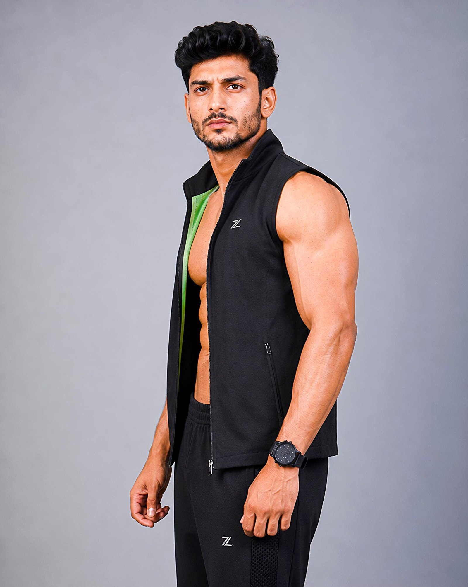 Black Men’s Sleeveless Sports Jacket - Image 4