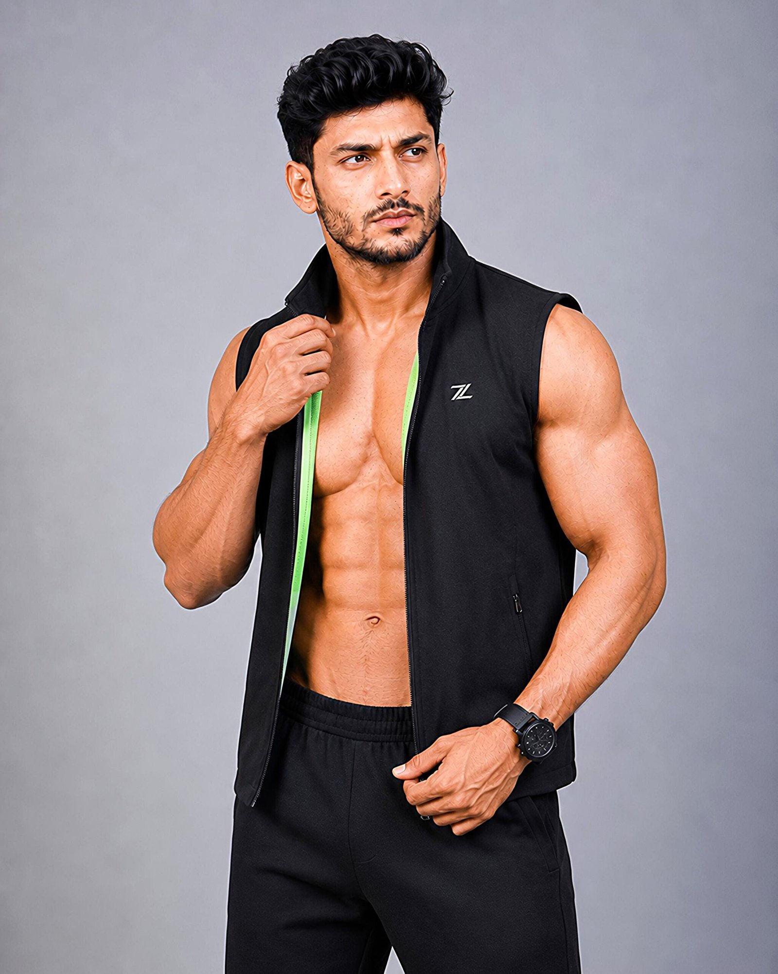 Black Men’s Sleeveless Sports Jacket - Image 5